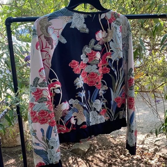 New York & Company Multicolor Floral Bomber Jacket - Picture 3 of 3